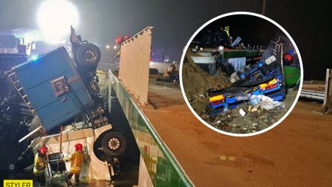 У Польщі українець напідпитку на вантажівці розтрощив міст і "пірнув" у річку, спровокувавши екоНС