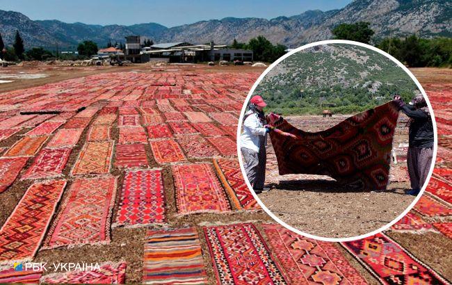 В Анталии поля застелили тысячами эксклюзивных ковров: зачем это делают