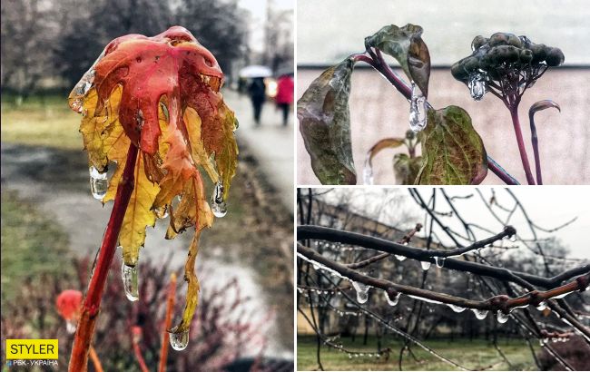 Київ накриває крижаним дощем: яскраві фото замерзаючої столиці