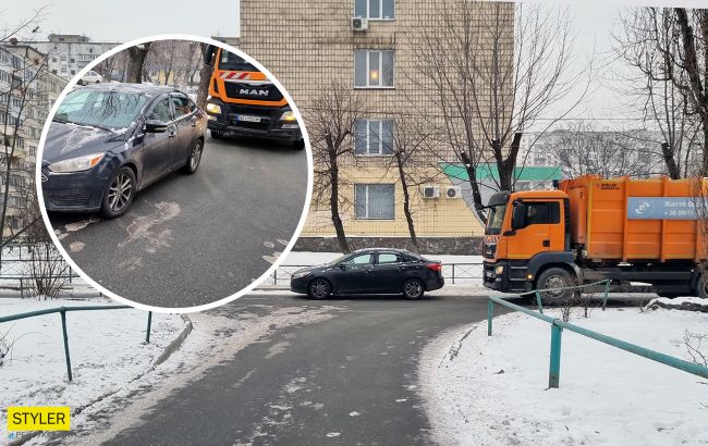 В Киеве "герой парковки" заблокировал проезд мусоровоза: возмутительные фото