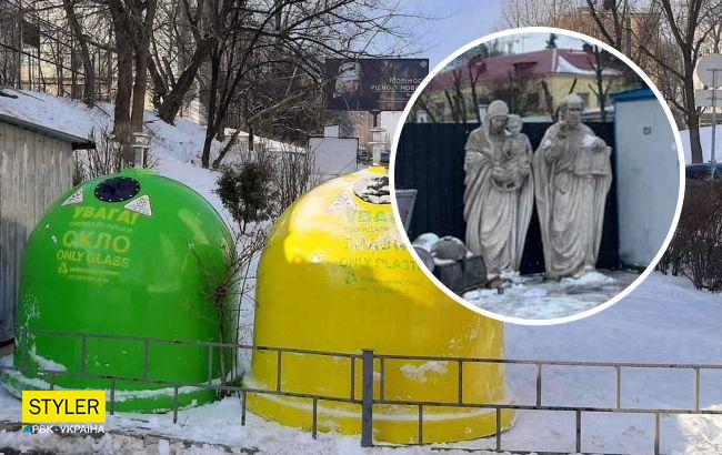 У Києві на смітник викинули статую Діви Марії (фото)