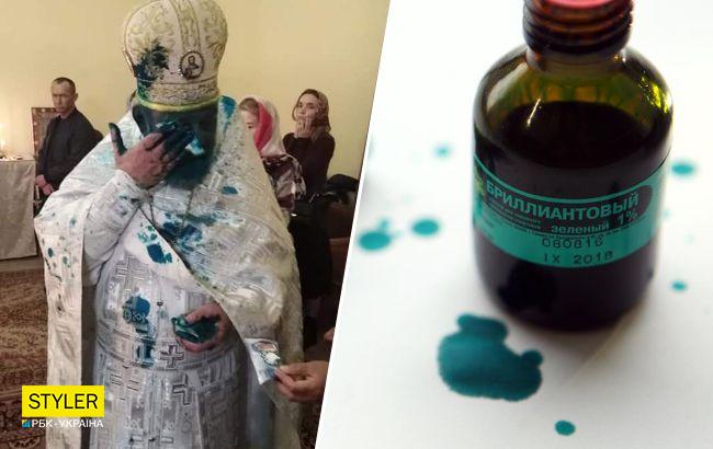 Под Львовом батюшку Московского патриархата облили зеленкой во время богослужения (фото)