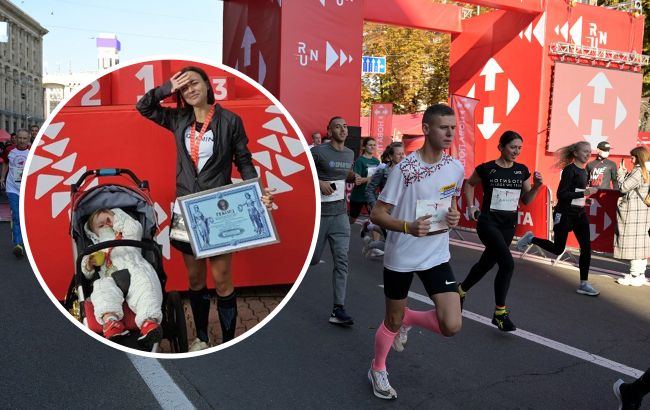 В память о брате-добровольце. Киевлянка преодолела марафон с ребенком в коляске и установила рекорд