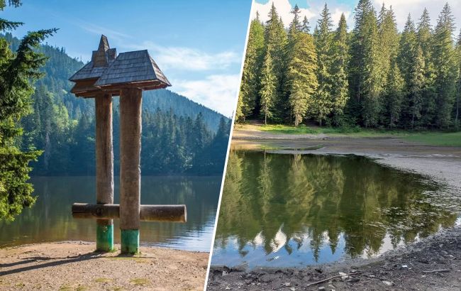 Озеро Синевир рекордно обміліло через сильну посуху (фото)