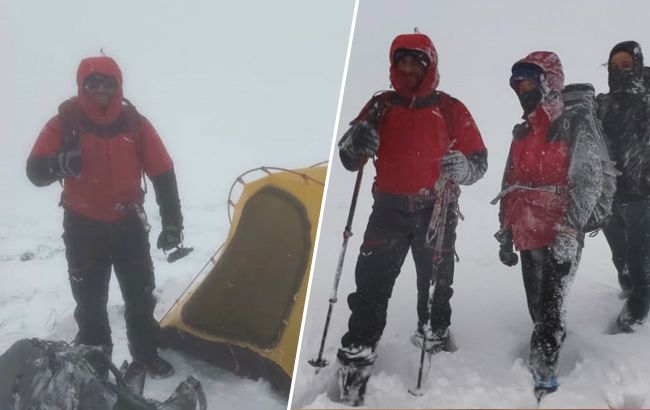 В Карпатах туристов неожиданно застал сильный ветер и снег: на помощь вызвали спасателей