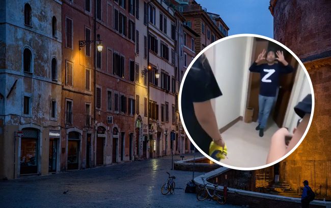 У Римі українці провчили італійця-фаната "русского мира" з Z-шкою та триколором (відео)