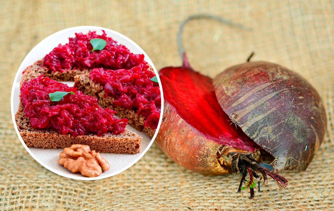 Закуска из свеклы с хреном и свиного балыка