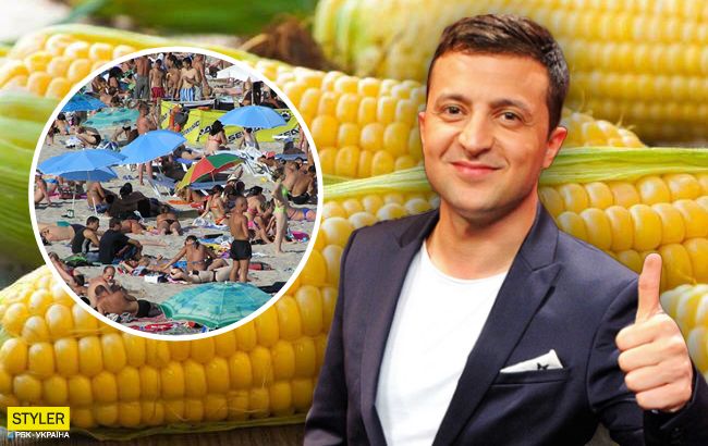 Зе!кукуруза: торговцы на Азовском море эксплуатируют имя президента (фото)