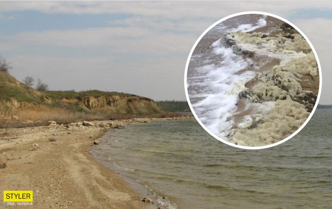 Экологи забили тревогу: под Одессой лиман покрылся неизвестным веществом