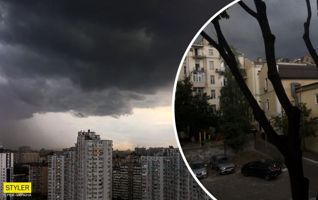 Київ накрила страшна гроза, місто "поринуло ві тьму": фото і відео