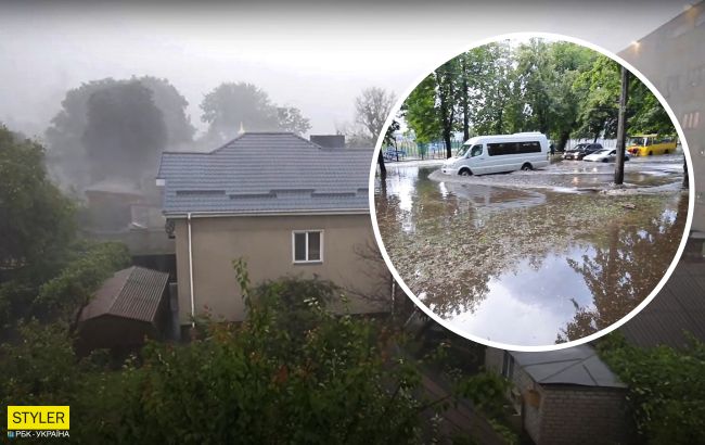 В Черкассах ливень превратил город в Венецию: деревья падали на тротуары