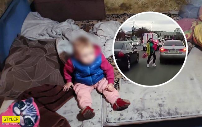 В запрещенном месте перебегала дорогу и упала на тротуаре: в Харькове у горе-матери забрали ребенка
