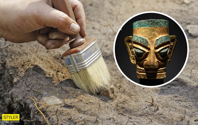 В Китае археологи обнаружили золотую маску возрастом 3 тысячи лет
