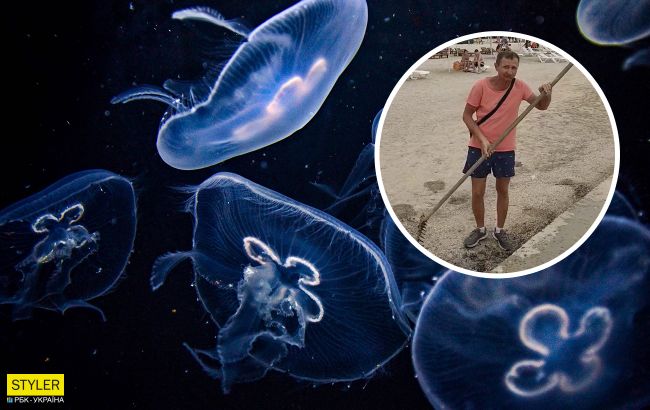 В Геническе медуз сбрасывают в море вместе с мусором: скандальное видео