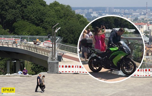 Новий міст у Києві знову "атакували": входить в моду у дятлів (фото)