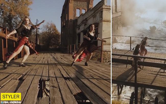 Степ на аварийном мосту: украинки поразили сеть драйвовым танцем (видео)