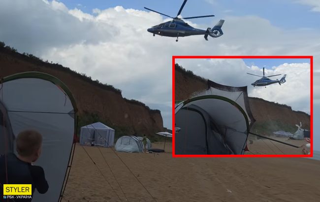 Под Одессой вертолет разрушил кемпинг на популярном курорте (видео)
