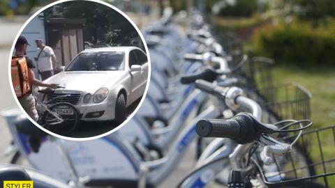 У Києві жінка на Mercedes їздила по тротуару і збила велосипедиста (відео)