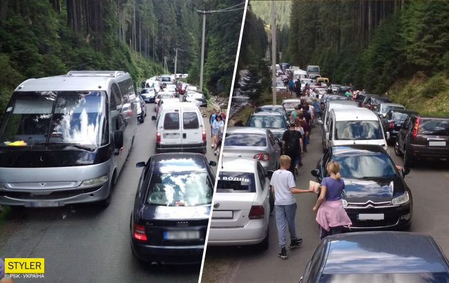 У Карпатах туристи стоять в кілометрових пробках: фото інциденту