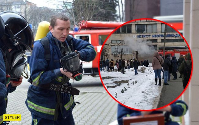 В Киеве горел университет: аварийные выходы были закрыты (видео)