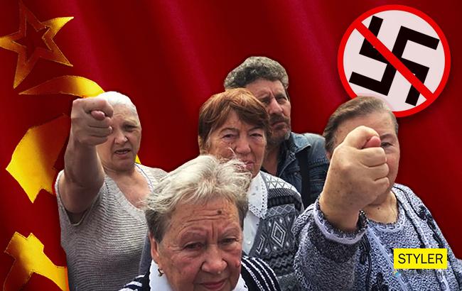 В Житомире пенсионеры "оккупировали" суд с плакатами "Фашизм не пройдет"