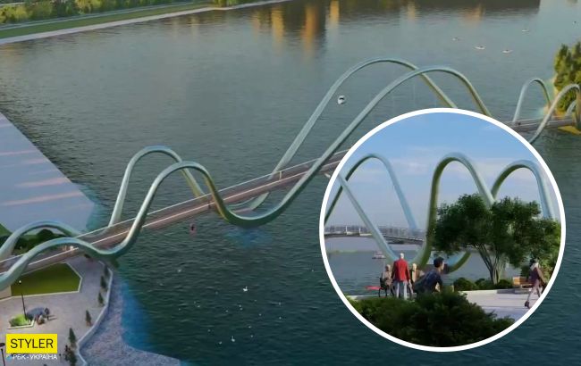 Киевлянам показали, как будет выглядеть новый пешеходный мост с динамичной подсветкой