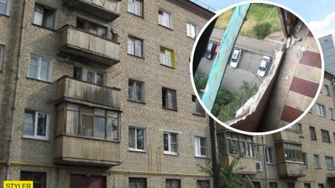 В центре Киева балкон обрушился на авто: фото инцидента