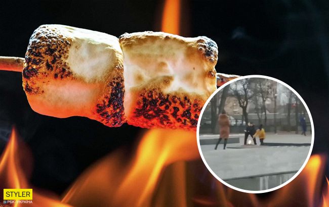 Під Києвом жінка з дітьми смажили маршмелоу на Вічному вогні: відео інциденту