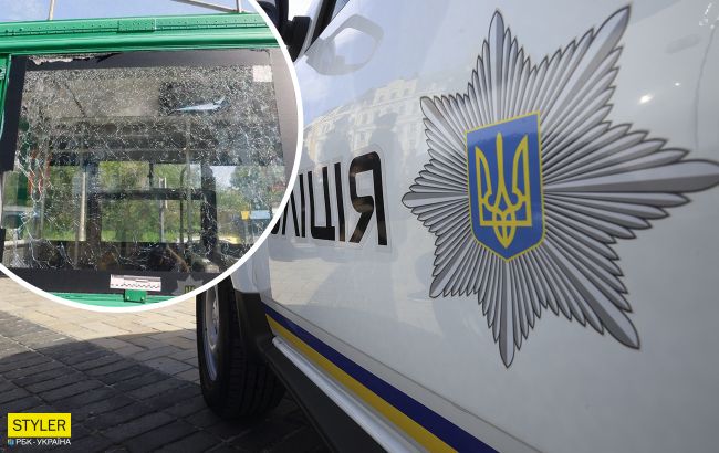 Разбил голову пассажирке: в Киеве мужчина бросил камень в окно троллейбуса
