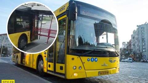 В Киеве остановку сдуло ветром, и она устроила ДТП (видео)