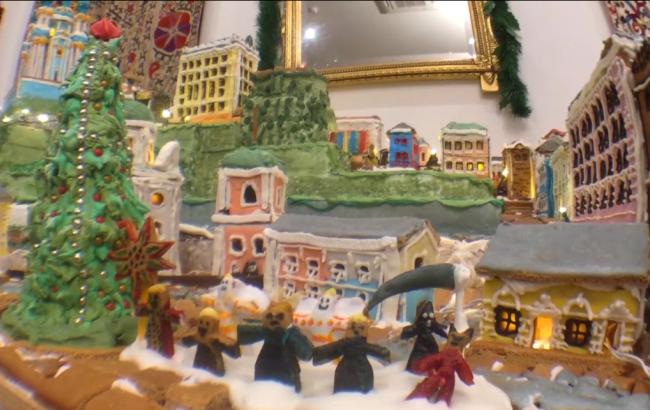 Пряничные домики: в Киеве из имбирного печенья создали Андреевский спуск