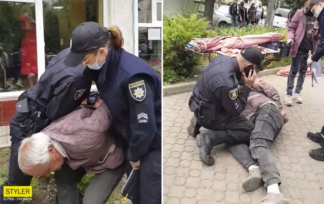 В Черновцах "копы" жестко заломали пенсионера прямо на улице (видео)