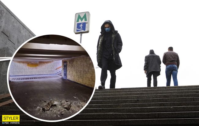 В переходе киевского метро произошел обвал: "он устал" (фото)