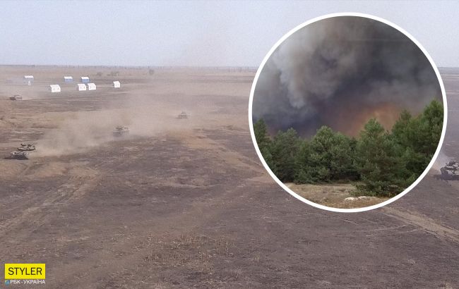 Під Києвом горить військовий полігон: людей просять не залишати домівки (відео)