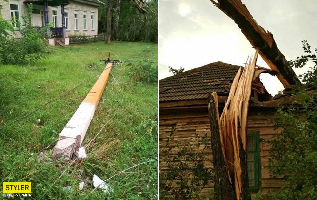 Горящие здания и сорванные крыши: под Черниговом разбушевался ураган (фото, видео)