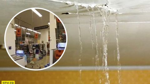 Зі стелі тече вода: у мережі з'явилося відео потопу в українському супермаркеті