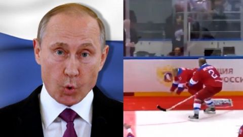 Путін епічно гепнувся на хокейному матчі: відео ганьби