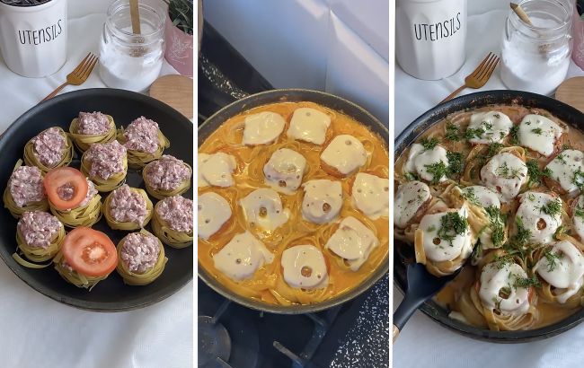 Макароны-гнездышки с фаршем в томатном соусе: невероятное блюдо для ужина