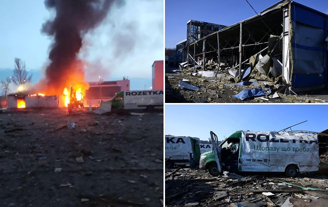 Ракетная атака на Киев: под обстрел попал большой склад ROZETKA (фото)