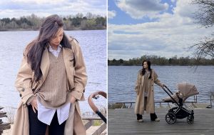 Бежевий тренч і кросівки: дружина Позитива показала ідеальний "лук" на дощову погоду