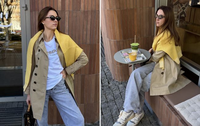 Как выглядеть стильно в тренче: жена Решетника показала модный трюк