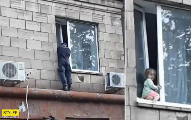 В Запорожье военный спас 2-летнюю девочку от падения из окна: душещипательные кадры