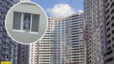 4-летний малыш гулял по подоконнику девятого этажа: видео момента ЧП в Мариуполе
