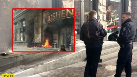 В центре Киева горит Roshen: все подробности