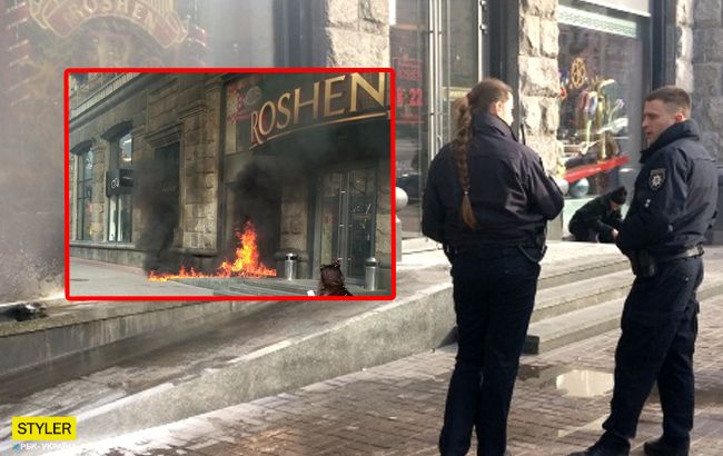 В центре Киева горит Roshen: все подробности