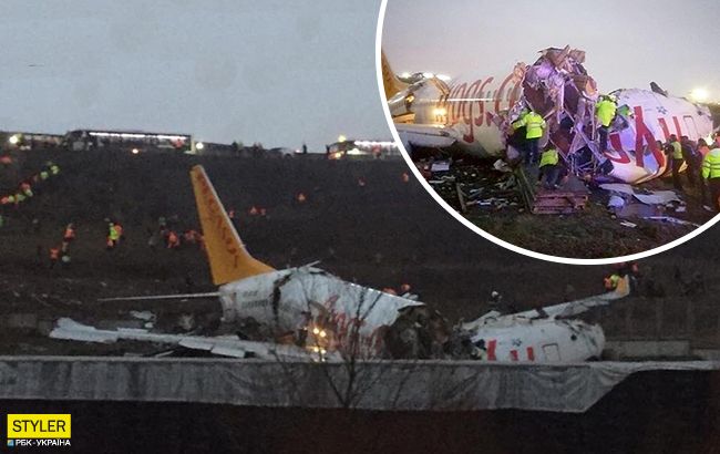 В Стамбуле самолет с пассажирами загорелся и развалился на части: фото и видео