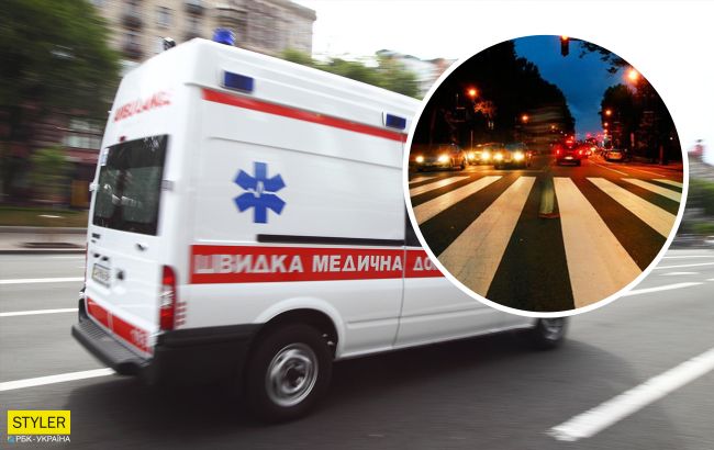 В Киеве водитель такси сбил на переходе человека (видео)