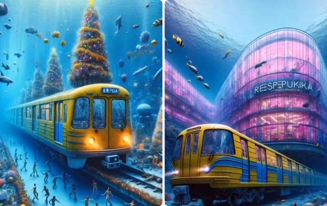 Штучний інтелект показав, як зачинені станції метро в Києві виглядають під водою (фото)