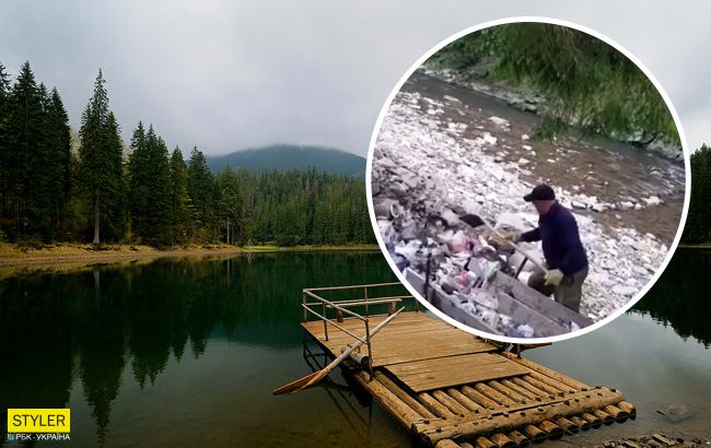 Вандалы сбрасывают мусор в реку у озера Синевир: "мне так приказали" (видео)
