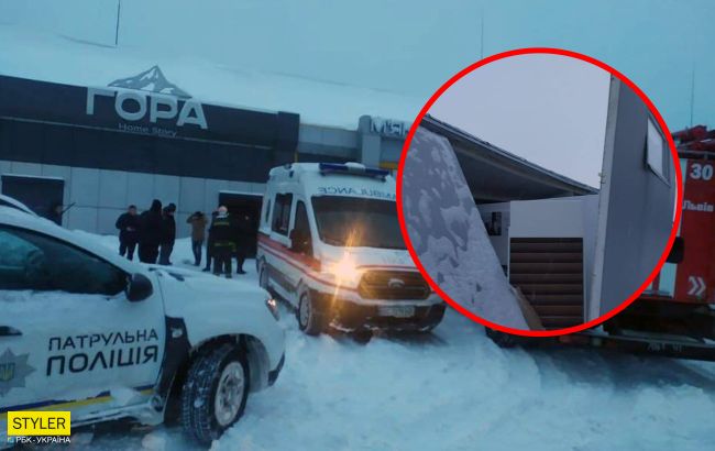 Во Львове из-за снега в магазине обрушилась крыша: видео с места ЧП
